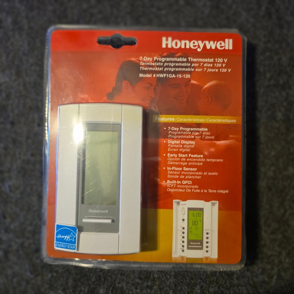 NEW Honeywell Thermostat 120V White 7-Day Programmable In-Floor HWF1GA-15-120